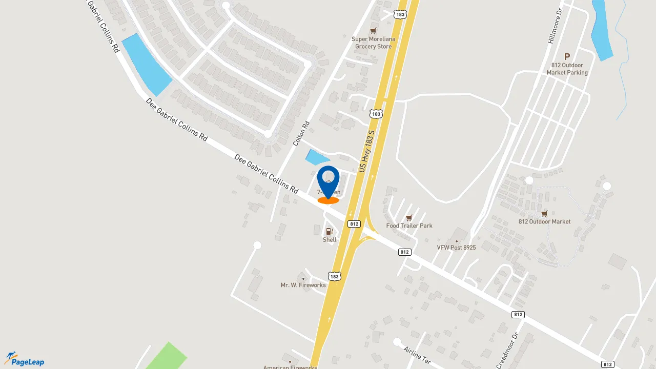https://pageleap.com map showing location of Subway in Austin.