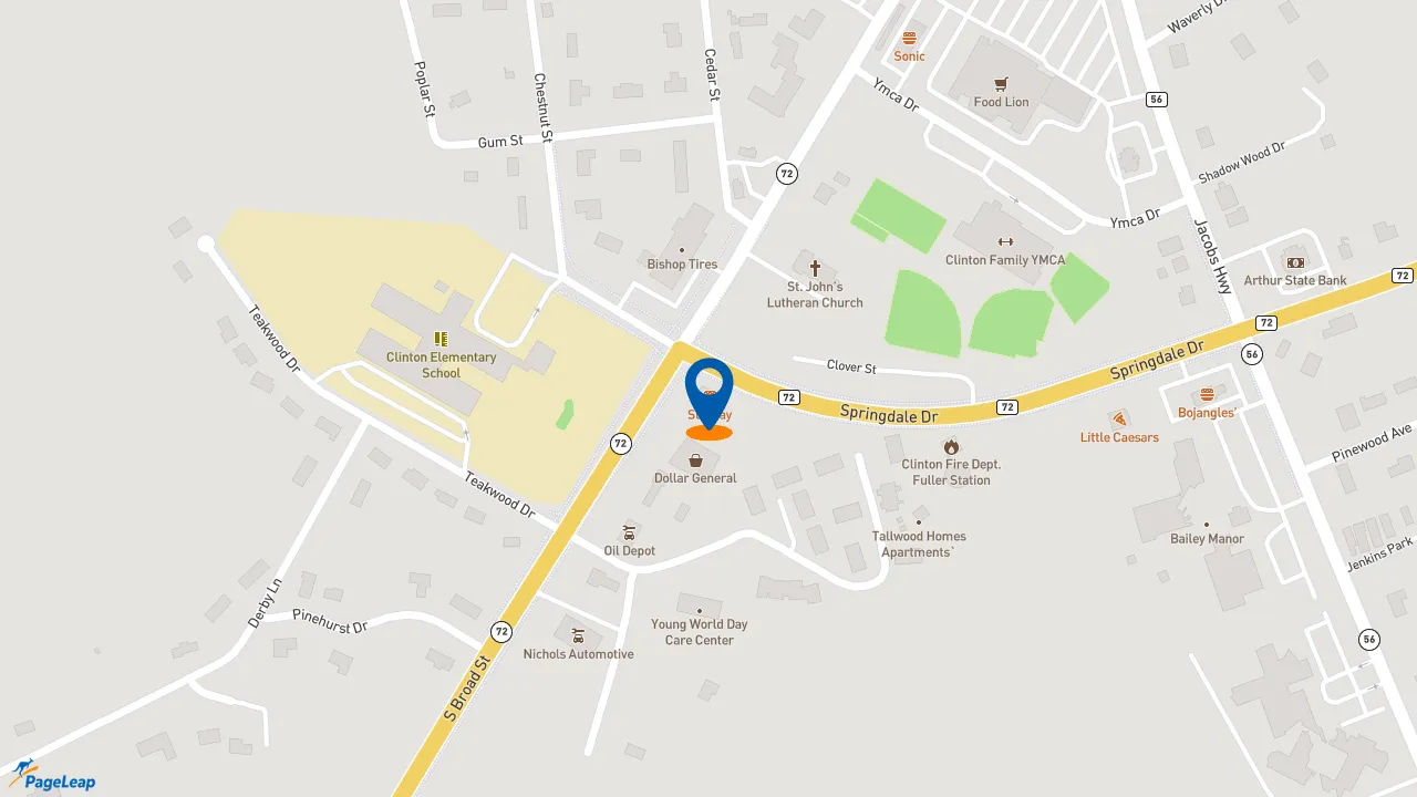 https://pageleap.com map showing location of Subway in Clinton.