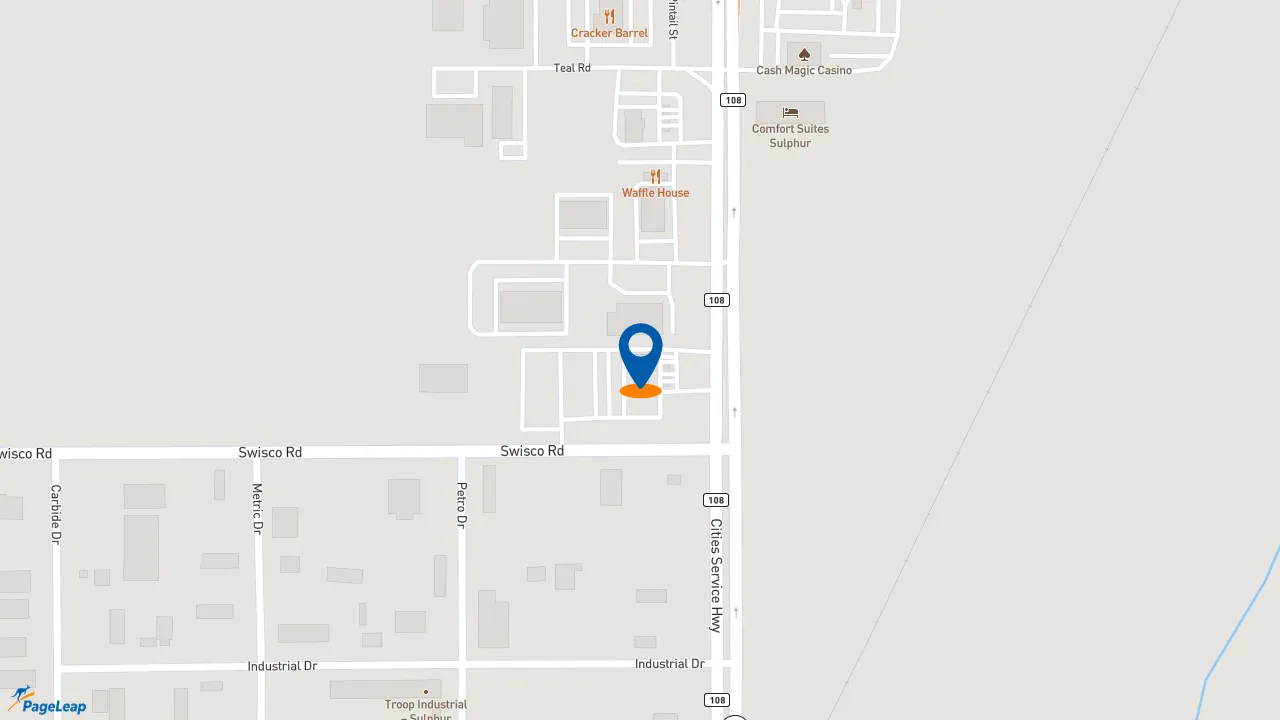 https://pageleap.com map showing location of Subway in Sulphur.