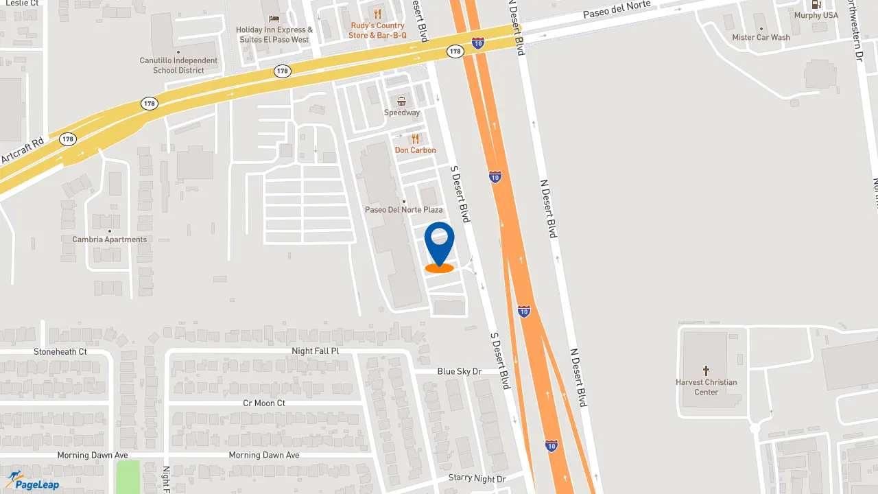 https://pageleap.com map showing location of Subway in El Paso.