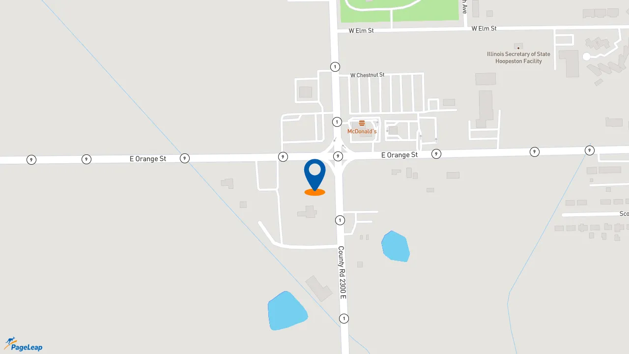 https://pageleap.com map showing location of Subway in Hoopeston.