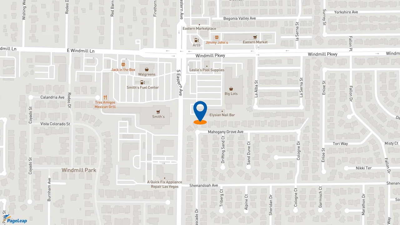 https://pageleap.com map showing location of Subway in Las Vegas.