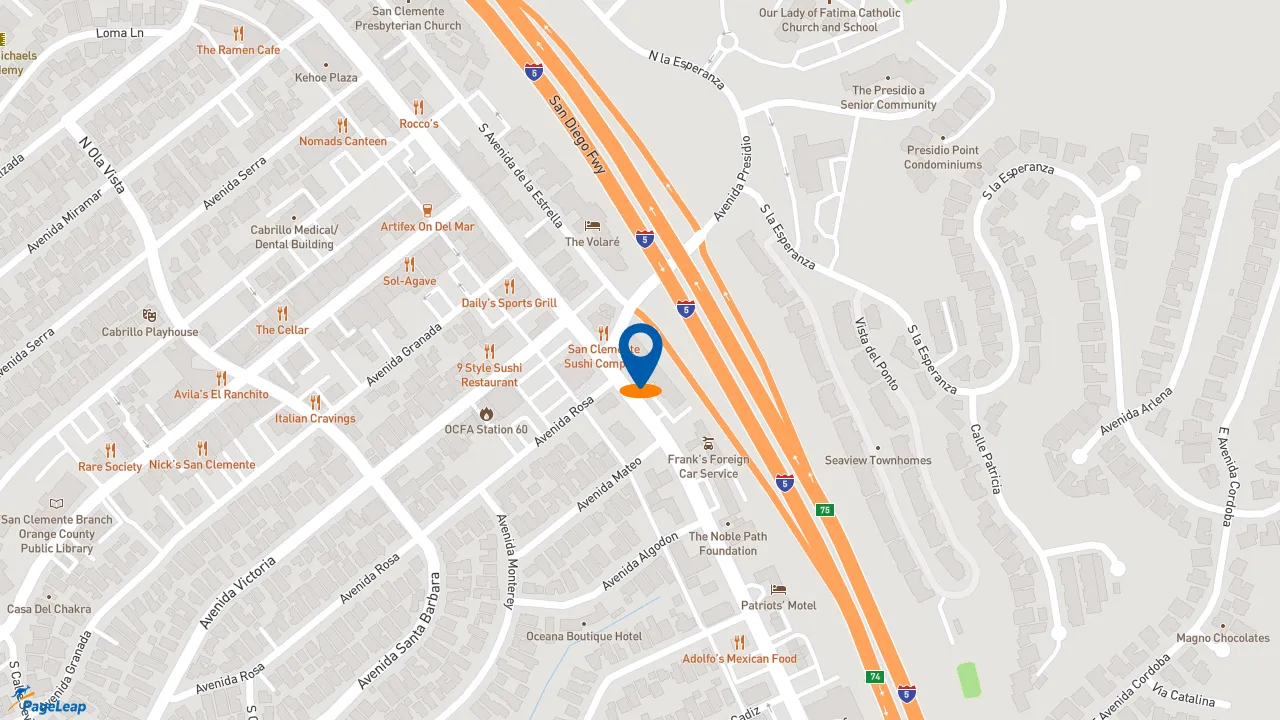 https://pageleap.com map showing location of Subway in San Clemente.