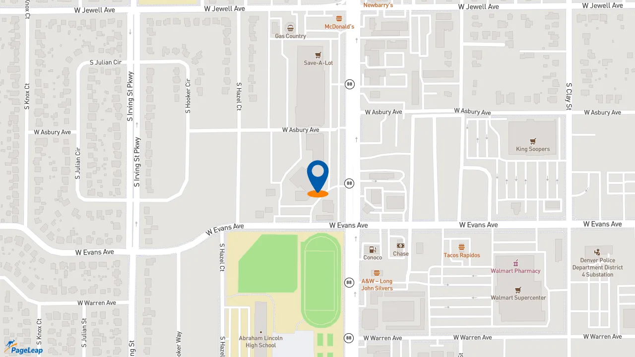 https://pageleap.com map showing location of Subway in Denver.