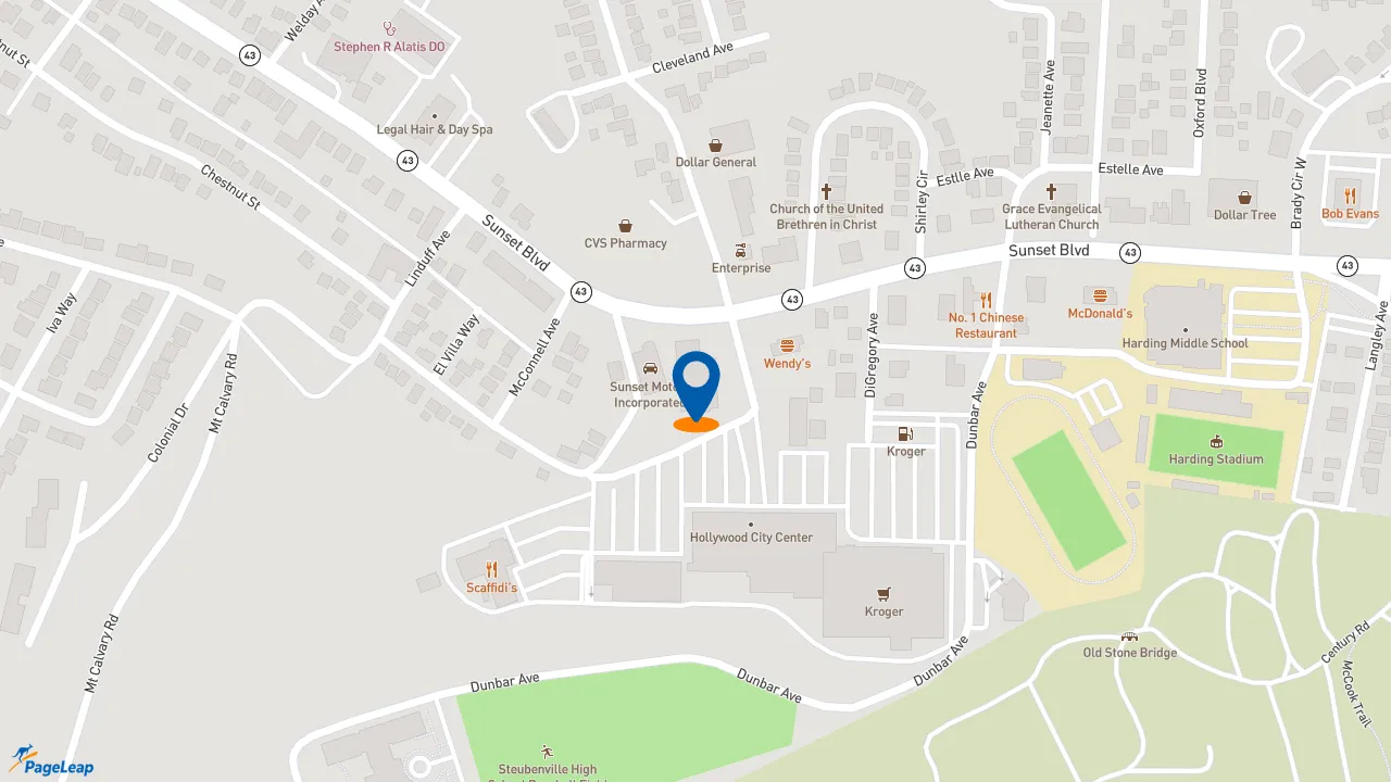https://pageleap.com map showing location of Subway in Steubenville.