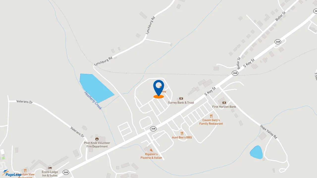 https://pageleap.com map showing location of Subway in Pilot Mountain.