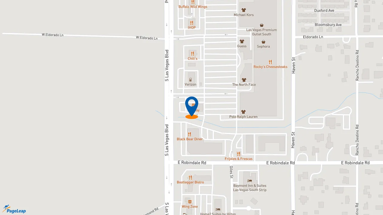 https://pageleap.com map showing location of Subway in Las Vegas.