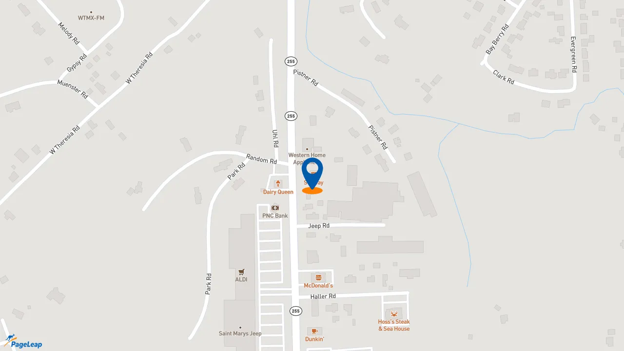 https://pageleap.com map showing location of Subway in Saint Marys.