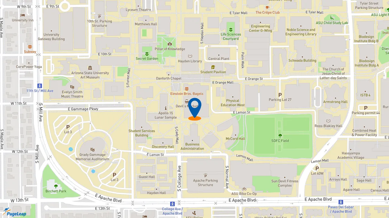 https://pageleap.com map showing location of Subway in Tempe.