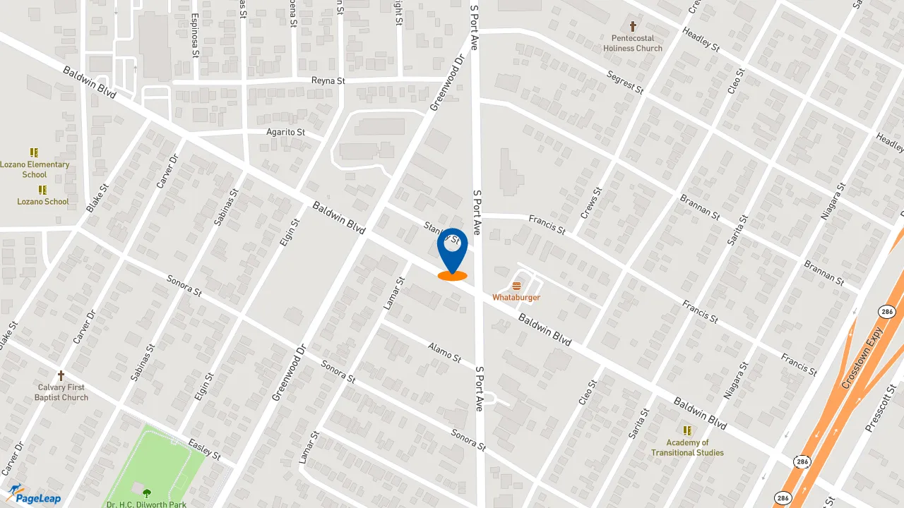 https://pageleap.com map showing location of Subway in Corpus Christi.