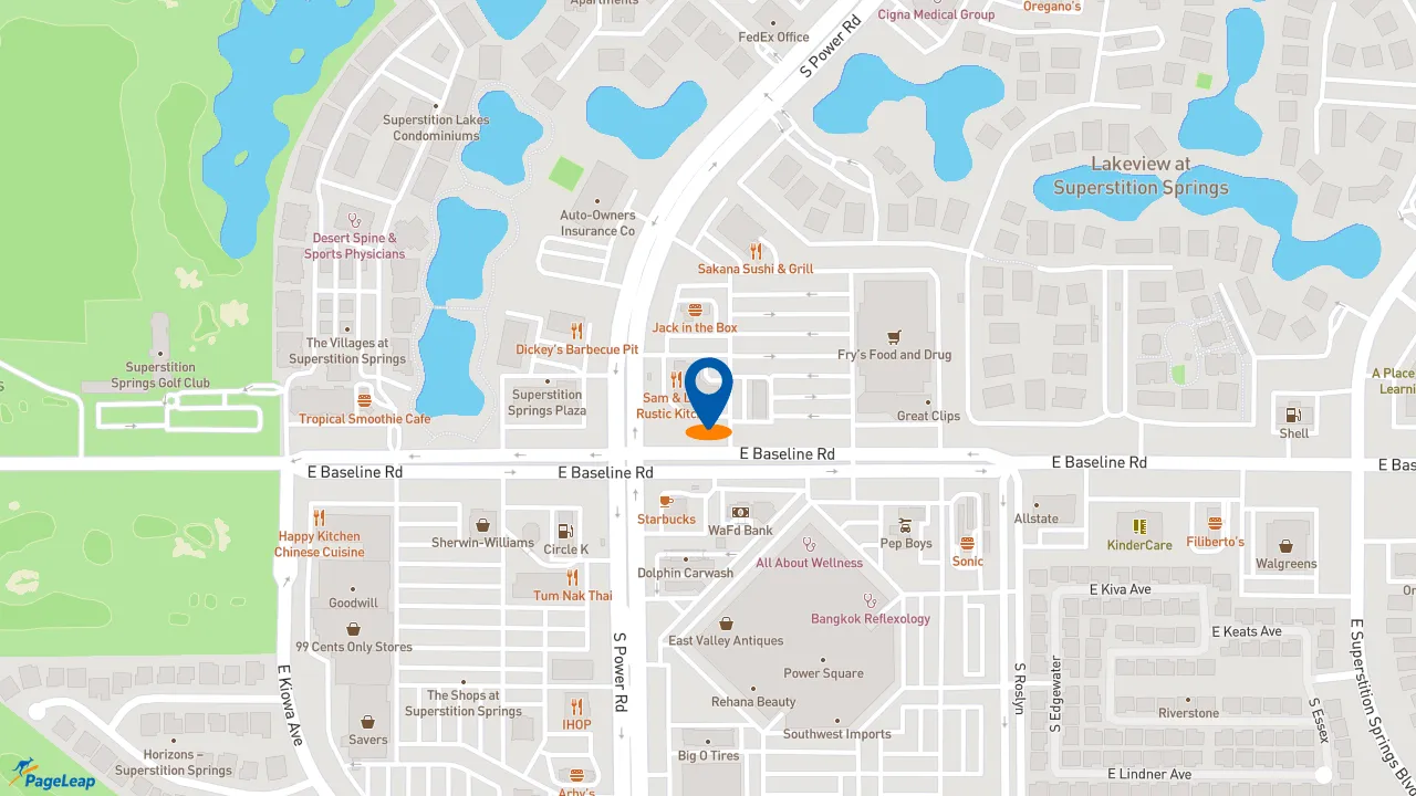 https://pageleap.com map showing location of Subway in Mesa.