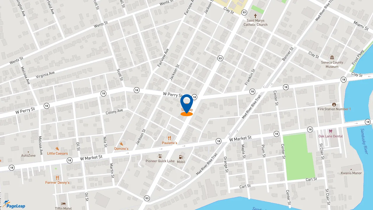 https://pageleap.com map showing location of Subway in Tiffin.