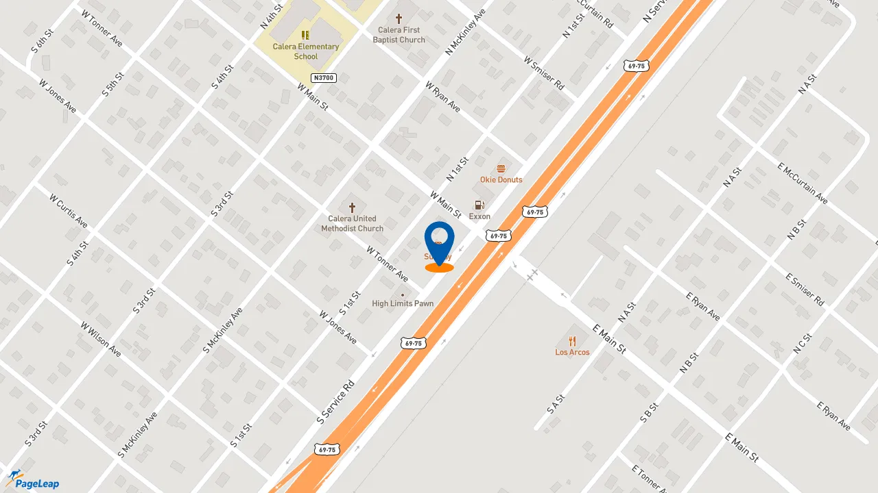 https://pageleap.com map showing location of Subway in Calera.