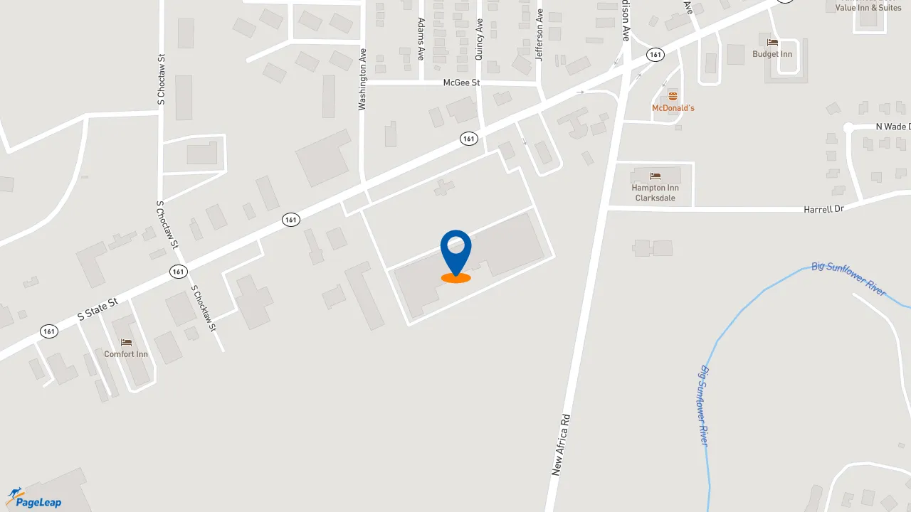 https://pageleap.com map showing location of Subway in Clarksdale.
