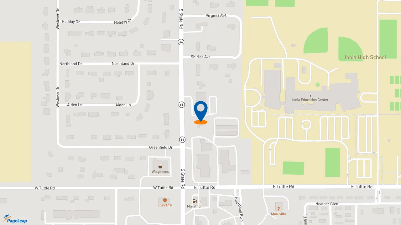 https://pageleap.com map showing location of Subway in Ionia.