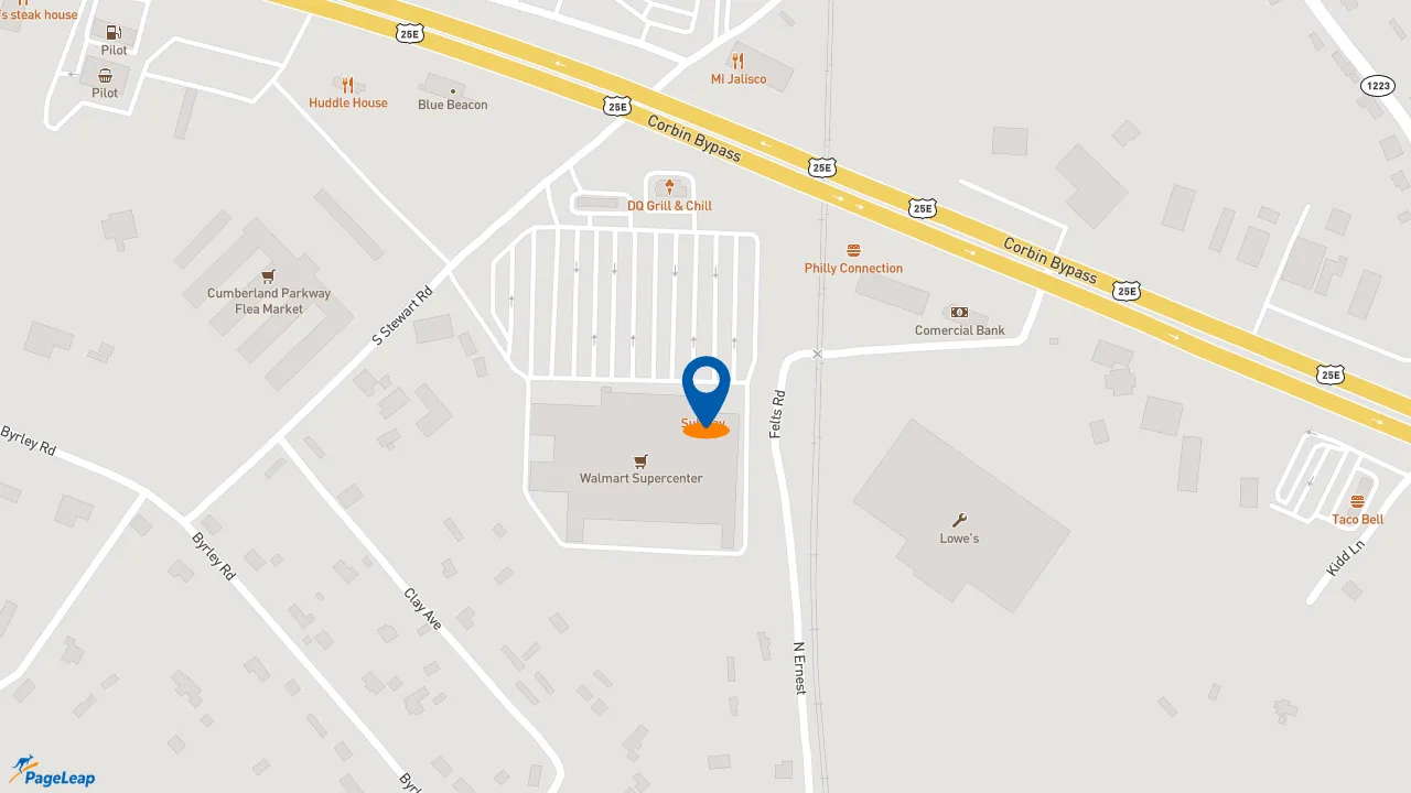 https://pageleap.com map showing location of Subway in Corbin.