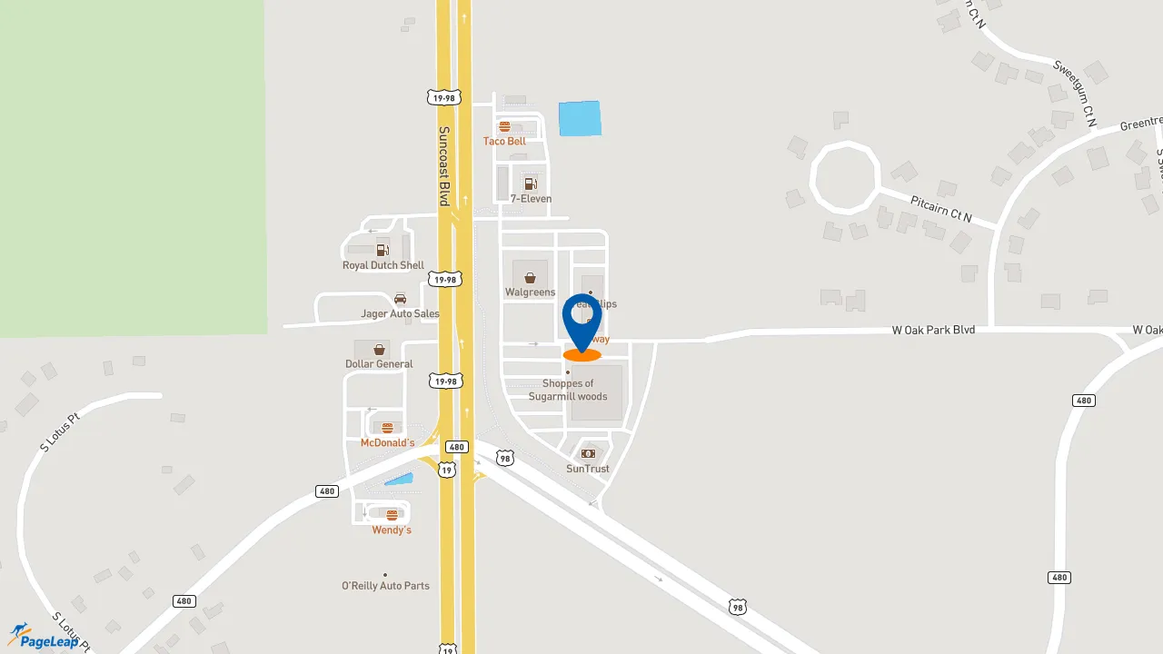 https://pageleap.com map showing location of Subway in Homosassa.