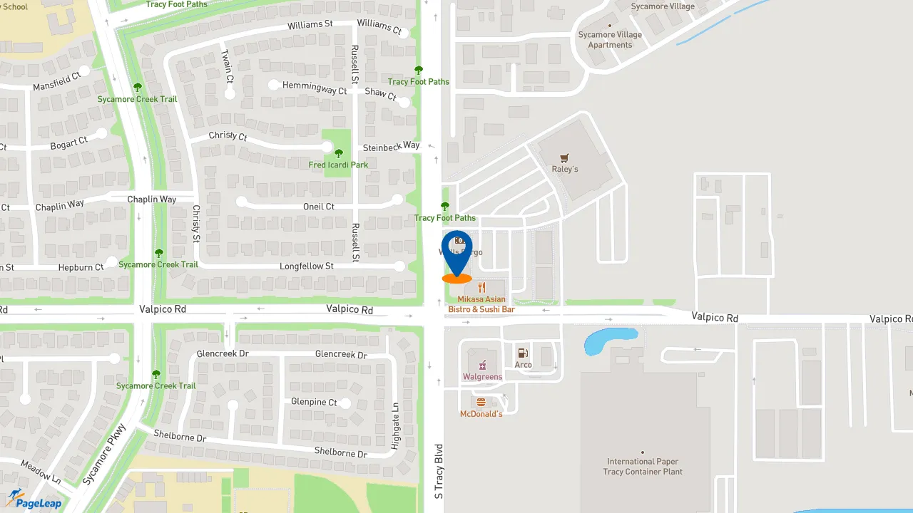 https://pageleap.com map showing location of Subway in Tracy.