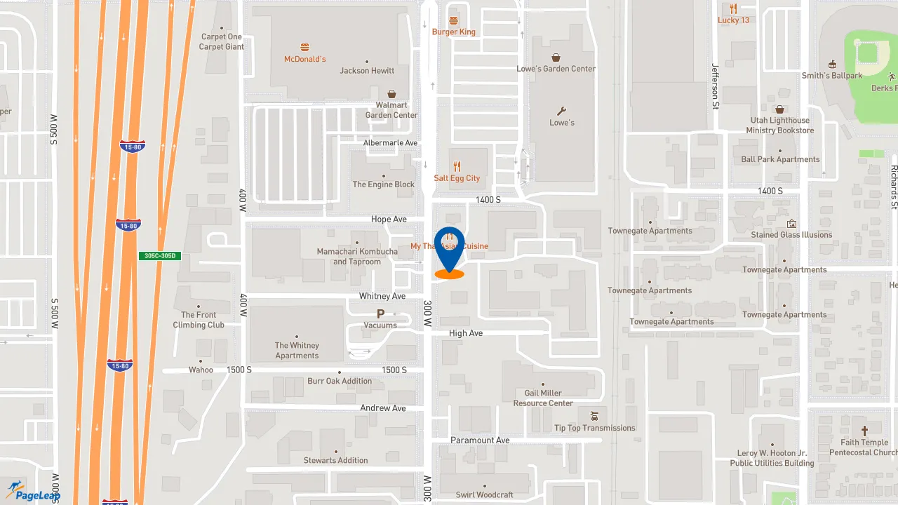 https://pageleap.com map showing location of Subway in Salt Lake City.