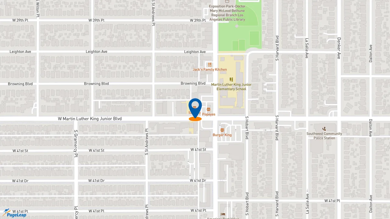 https://pageleap.com map showing location of Subway in Los Angeles.