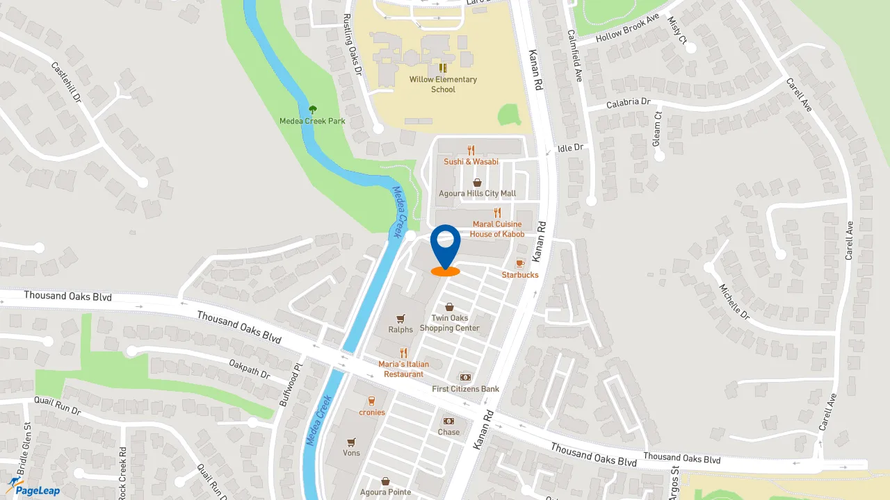 https://pageleap.com map showing location of Subway Sandwiches and Catering in Agoura Hills.