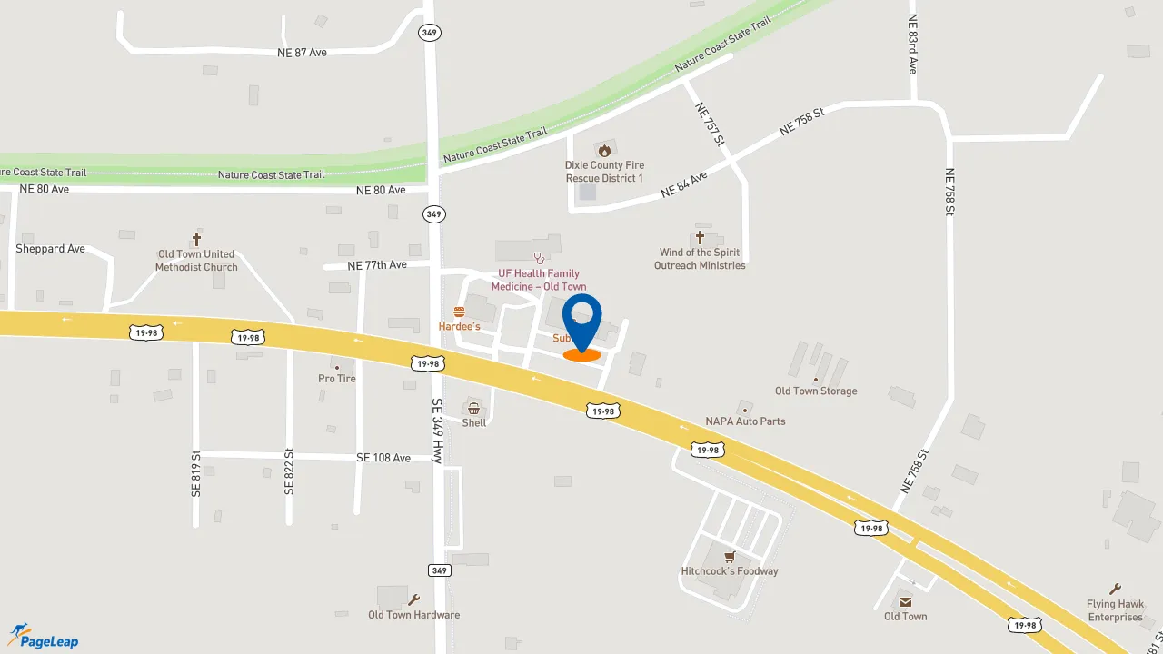 https://pageleap.com map showing location of Subway in Old Town.