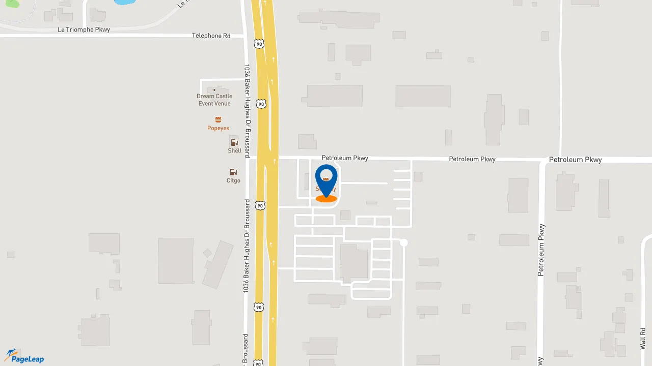 https://pageleap.com map showing location of Subway in Broussard.