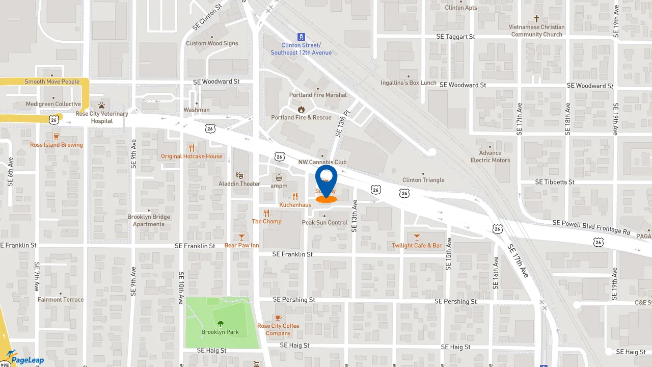 https://pageleap.com map showing location of Subway in Portland.