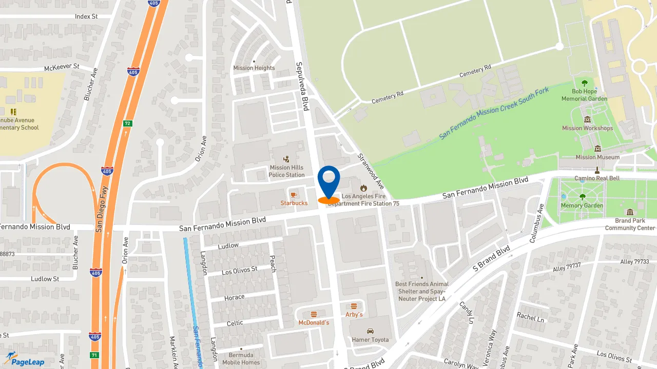 https://pageleap.com map showing location of Subway in Mission Hills.