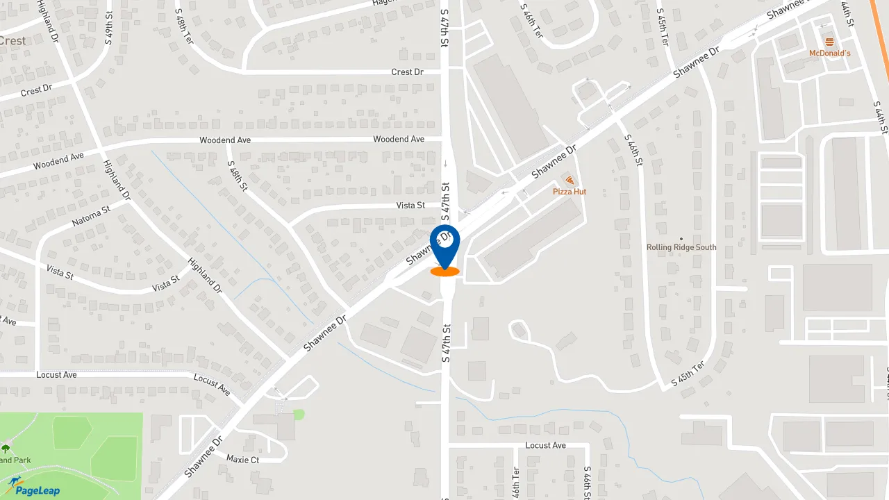 https://pageleap.com map showing location of Subway in Kansas City.