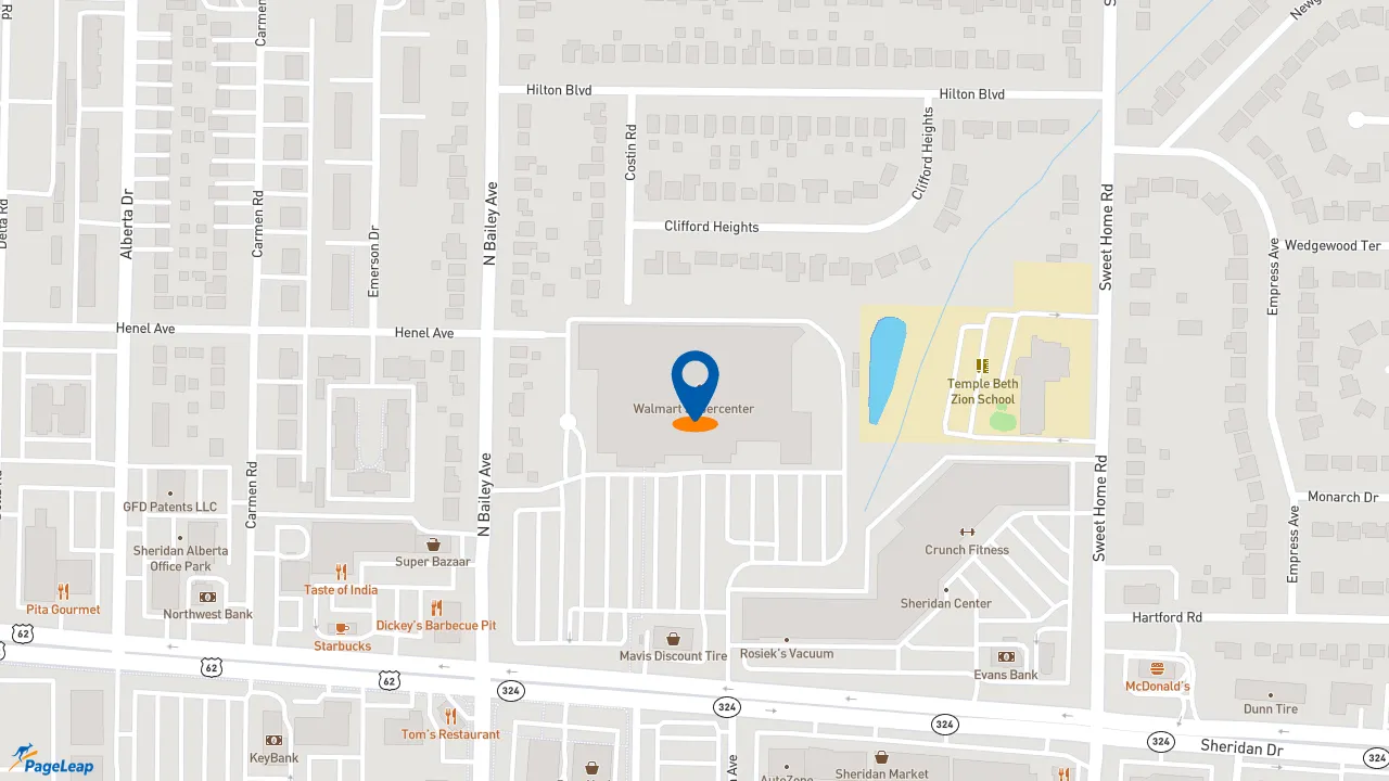 https://pageleap.com map showing location of Subway in Eggertsville.