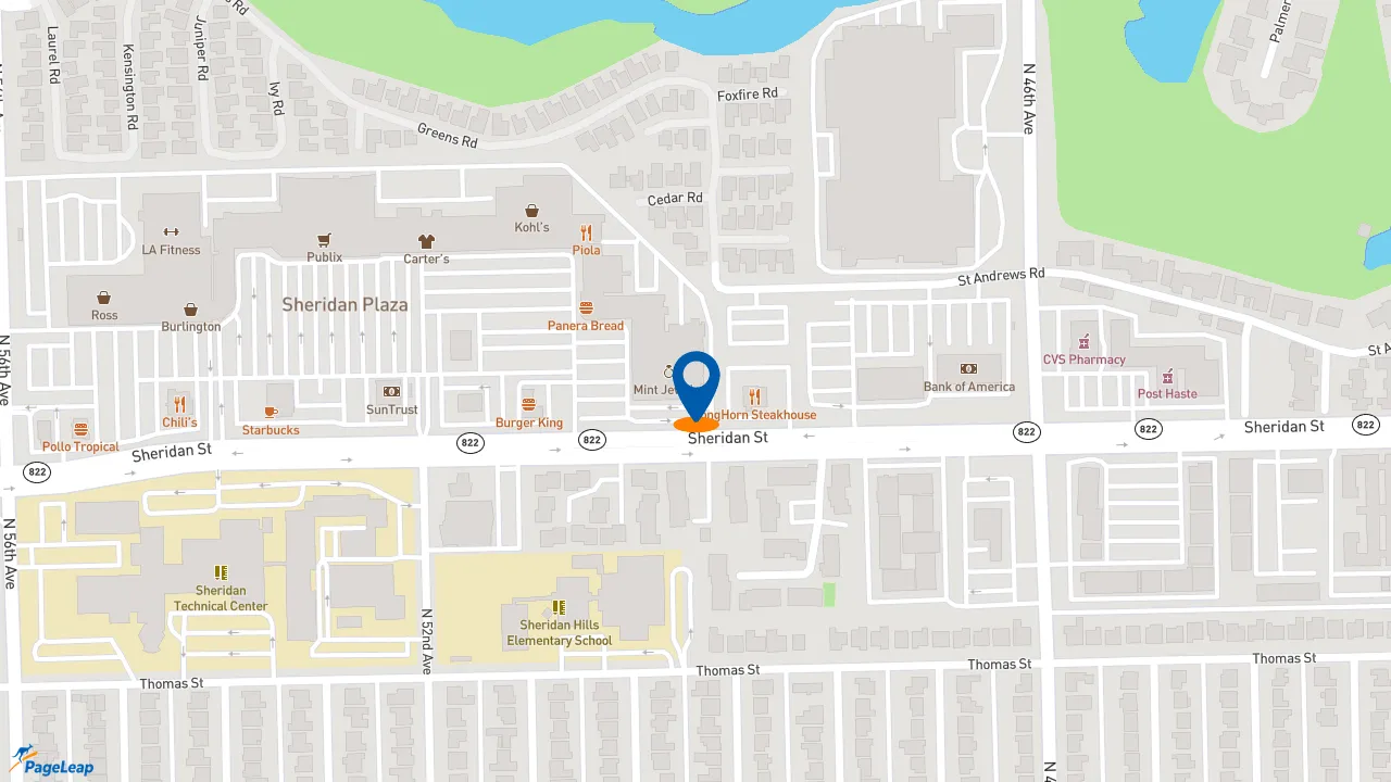 https://pageleap.com map showing location of SUBWAY in Hollywood.