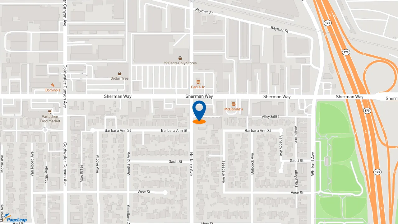 https://pageleap.com map showing location of Subway in Los Angeles.