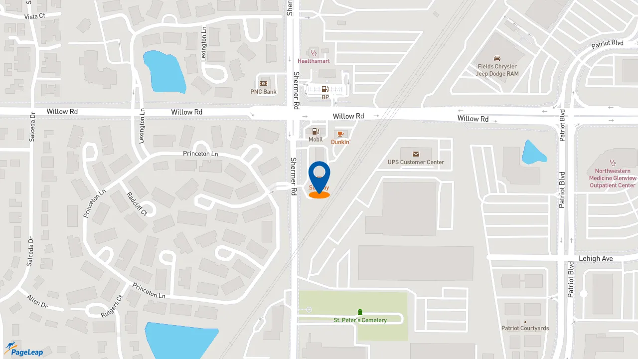 https://pageleap.com map showing location of Subway in Northbrook.