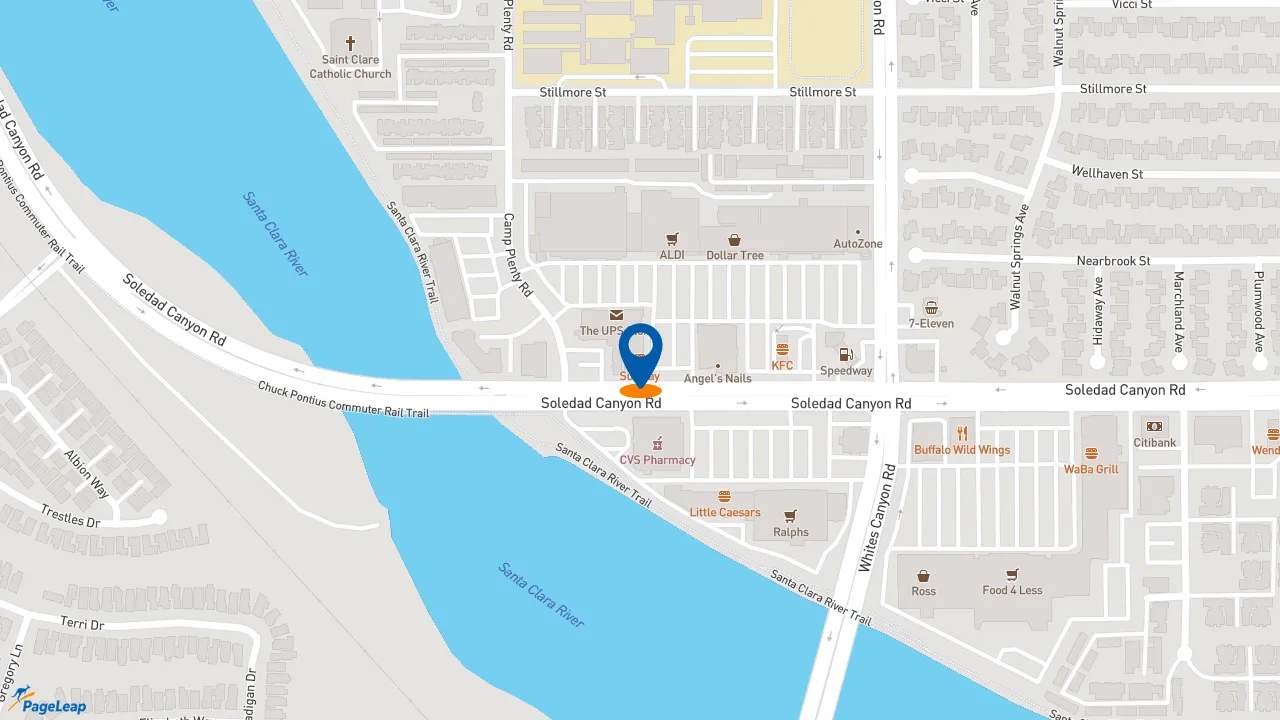 https://pageleap.com map showing location of Subway in Santa Clarita.