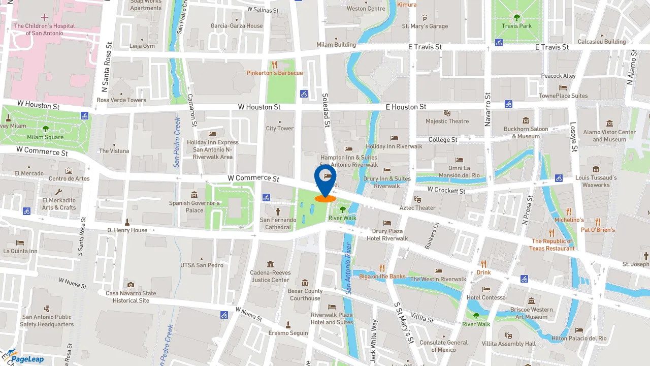 https://pageleap.com map showing location of Subway in San Antonio.