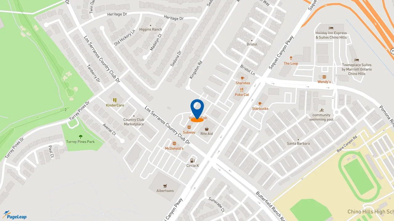 https://pageleap.com map showing location of Subway in Chino Hills.