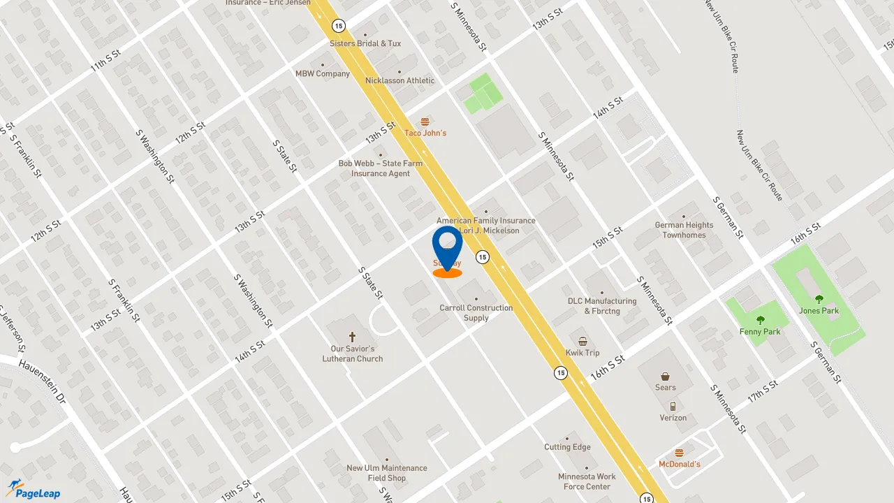 https://pageleap.com map showing location of Subway in New Ulm.