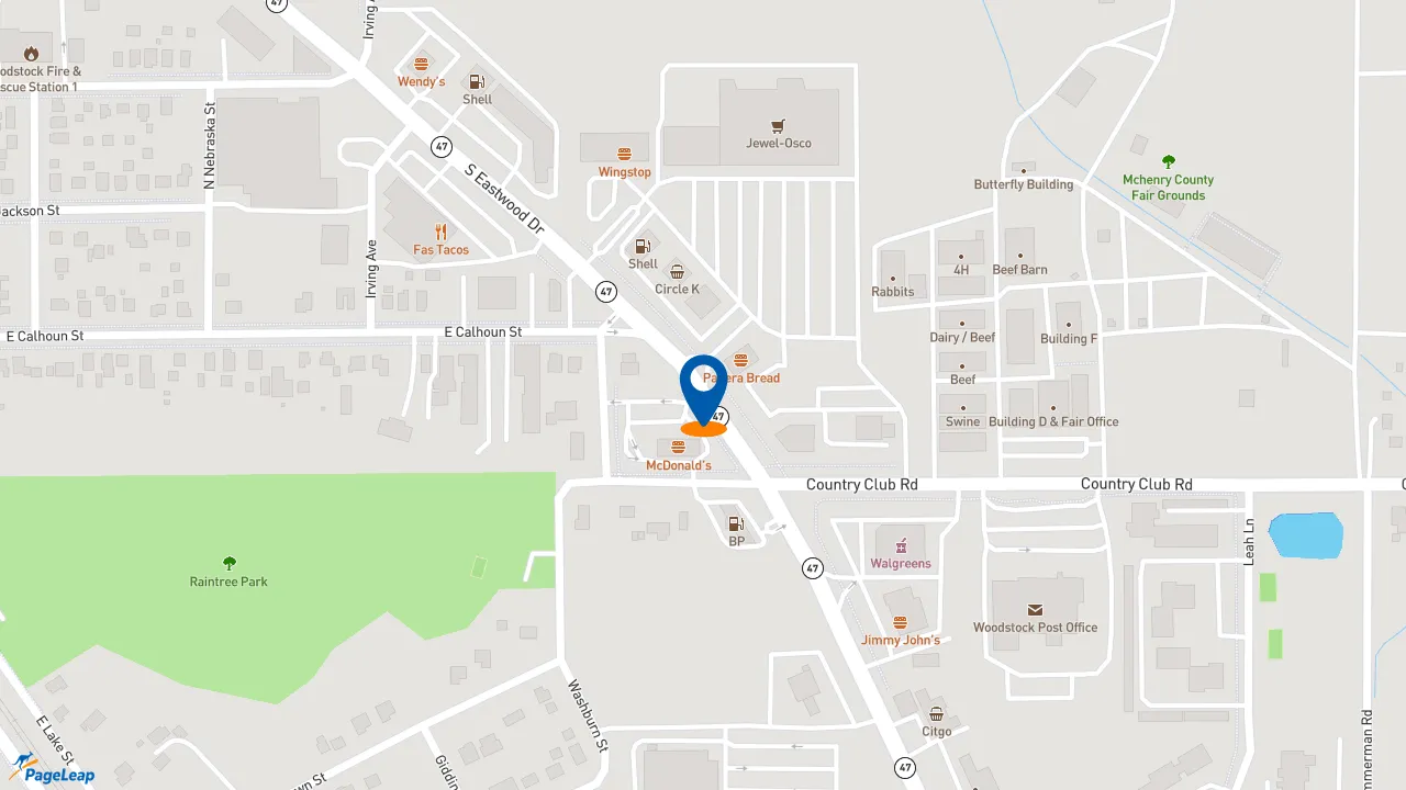 https://pageleap.com map showing location of Subway in Woodstock.