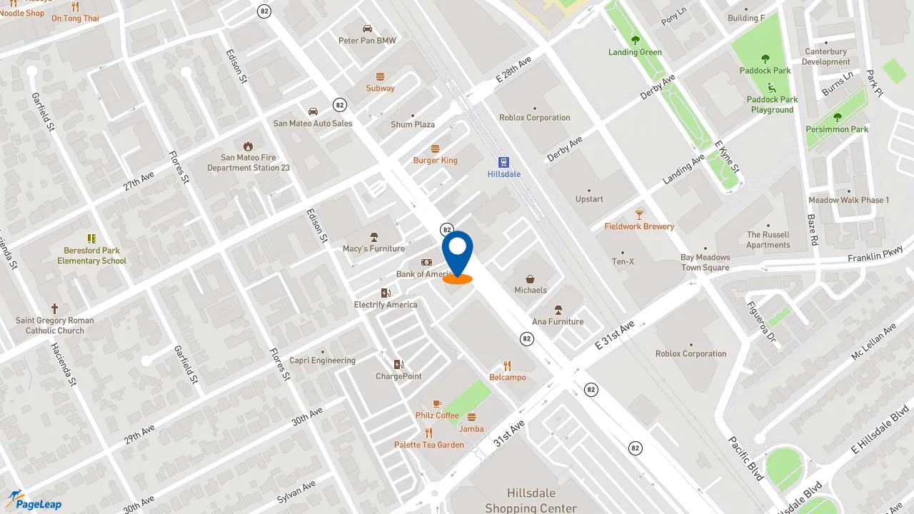 https://pageleap.com map showing location of Subway in San Mateo.