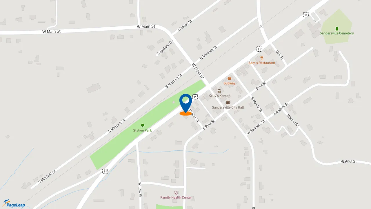 https://pageleap.com map showing location of Subway in Sandersville.