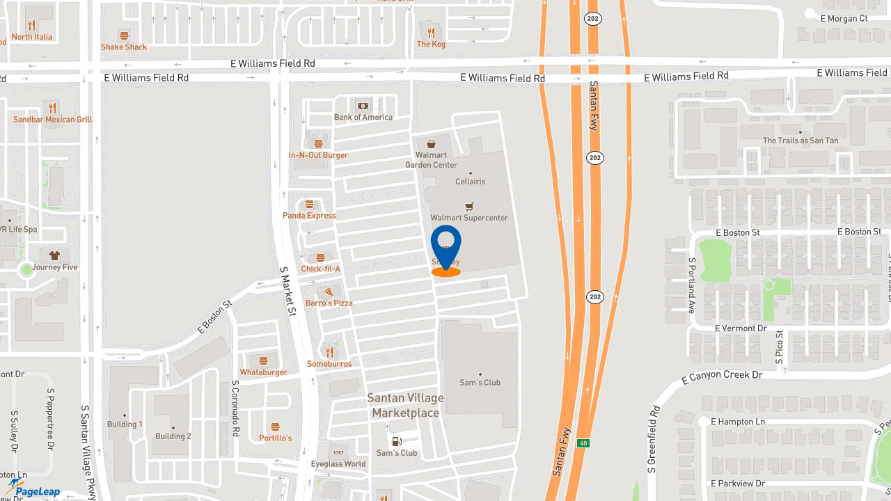 https://pageleap.com map showing location of Subway in Gilbert.