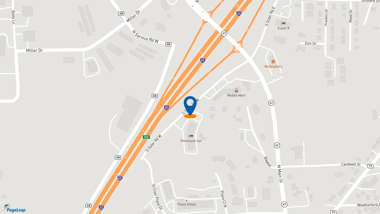 https://pageleap.com map showing location of Subway in St. Clair.