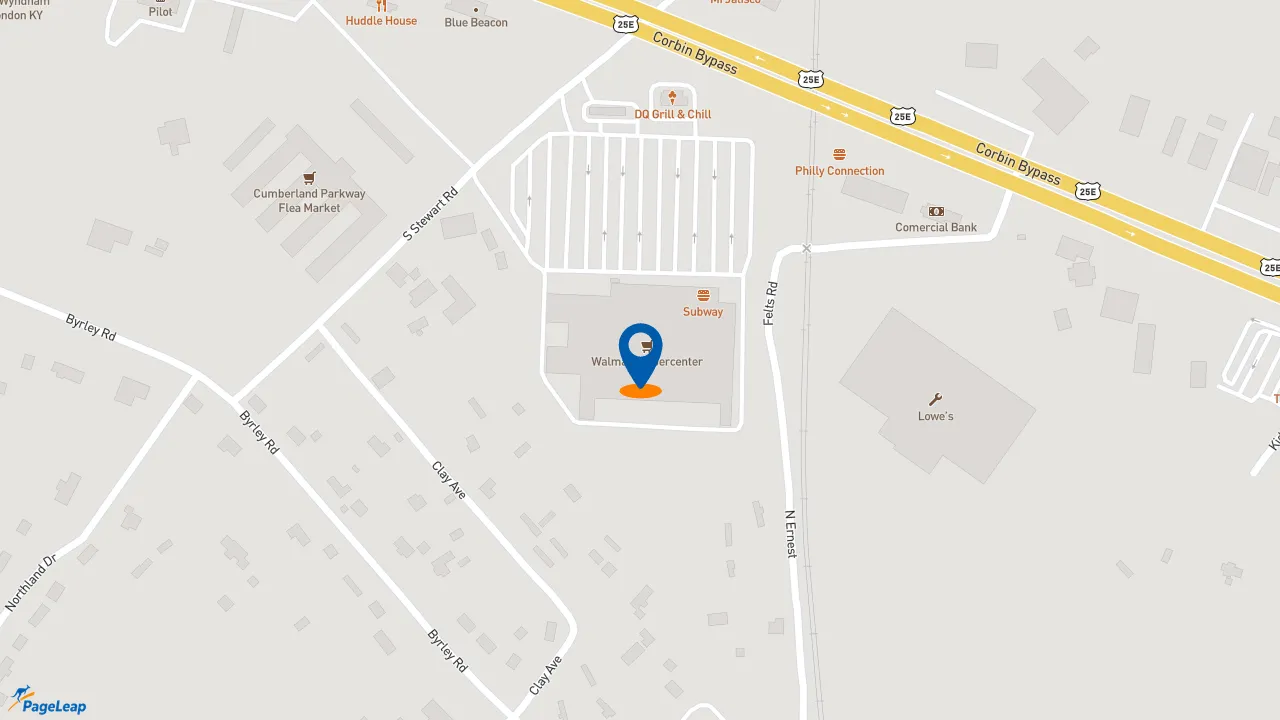 https://pageleap.com map showing location of Subway in Corbin.