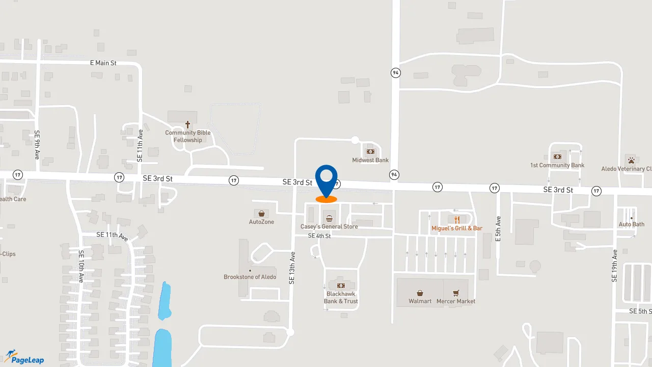 https://pageleap.com map showing location of Subway in Aledo.