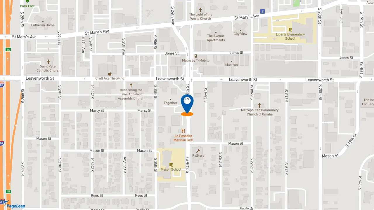 https://pageleap.com map showing location of Subway in Omaha.