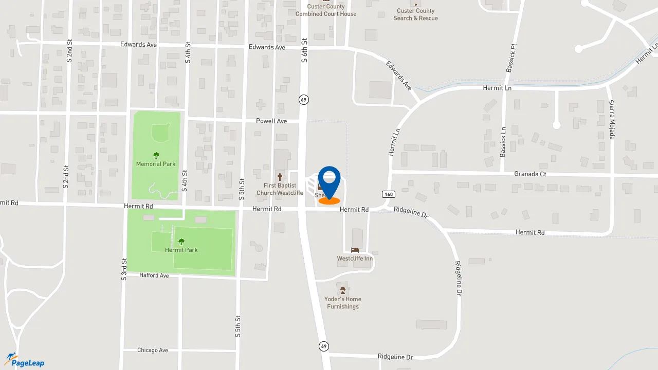 https://pageleap.com map showing location of Subway in Westcliffe.