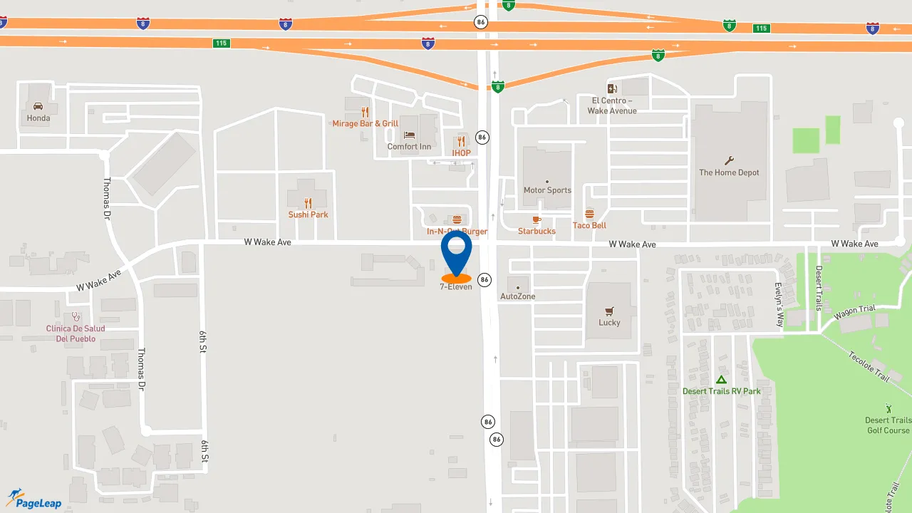 https://pageleap.com map showing location of Subway in El Centro.