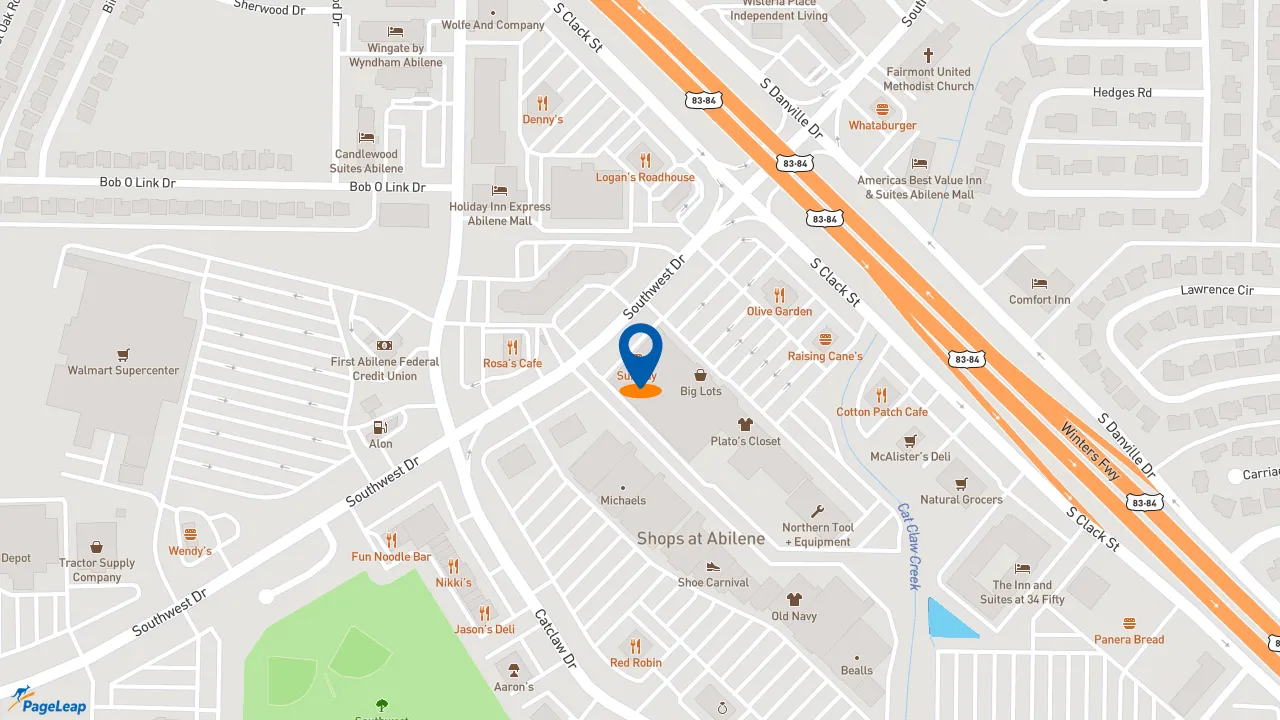 https://pageleap.com map showing location of Subway in Abilene.