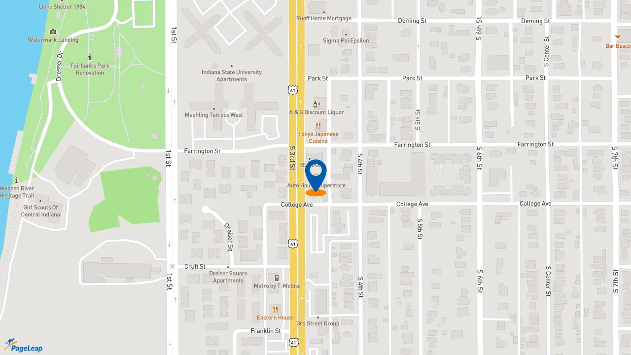 https://pageleap.com map showing location of Subway in Terre Haute.